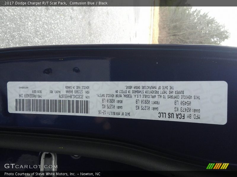 2017 Charger R/T Scat Pack Contusion Blue Color Code PBX