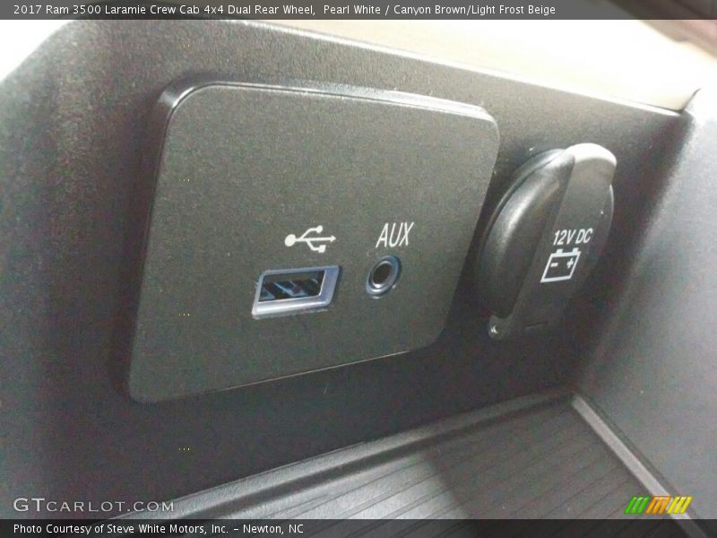 Pearl White / Canyon Brown/Light Frost Beige 2017 Ram 3500 Laramie Crew Cab 4x4 Dual Rear Wheel