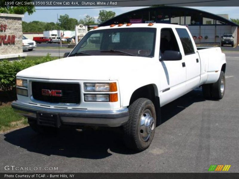 Olympic White / Red 1998 GMC Sierra 3500 SLE Crew Cab 4x4