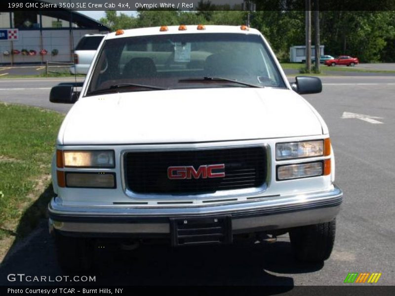 Olympic White / Red 1998 GMC Sierra 3500 SLE Crew Cab 4x4