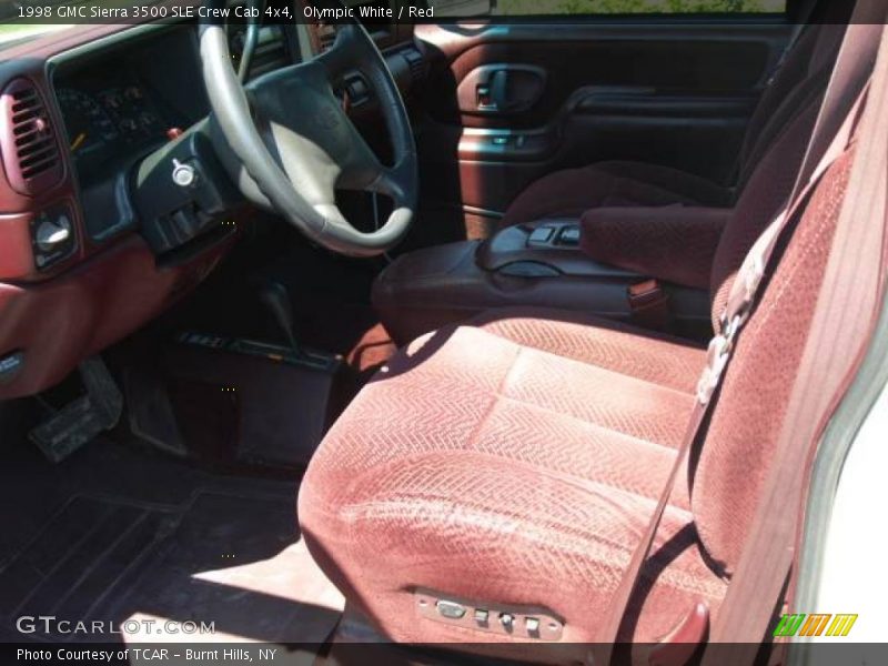 Olympic White / Red 1998 GMC Sierra 3500 SLE Crew Cab 4x4