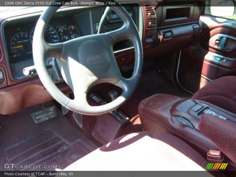 Olympic White / Red 1998 GMC Sierra 3500 SLE Crew Cab 4x4