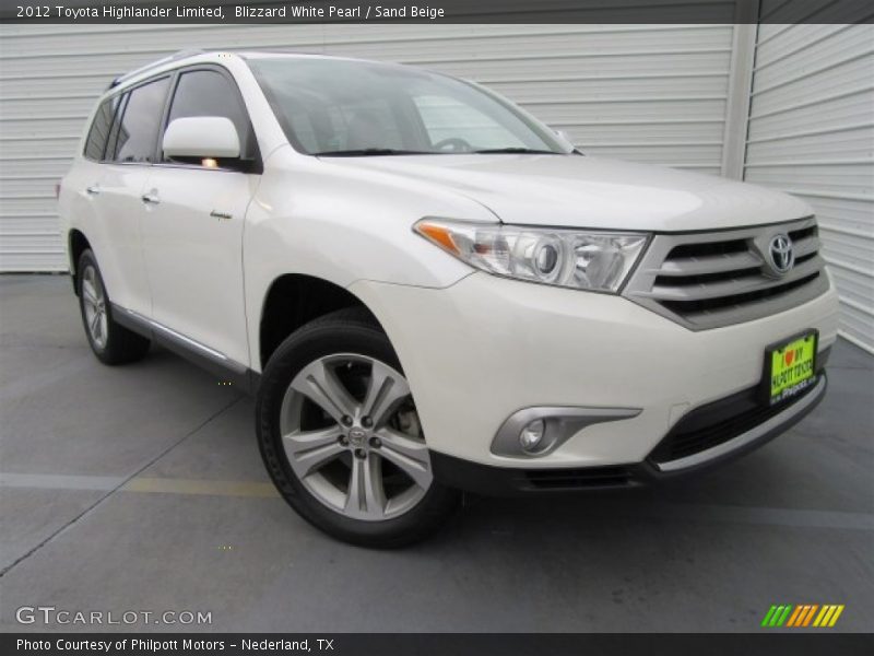 Blizzard White Pearl / Sand Beige 2012 Toyota Highlander Limited
