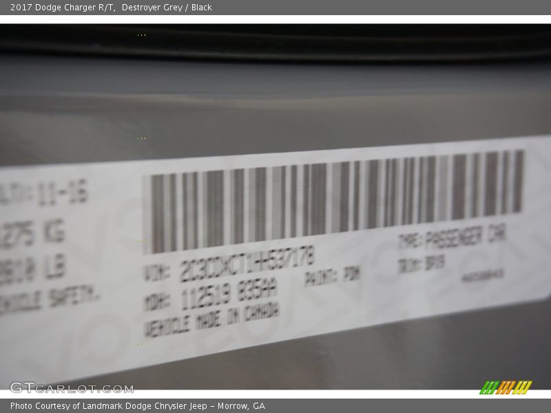 Destroyer Grey / Black 2017 Dodge Charger R/T