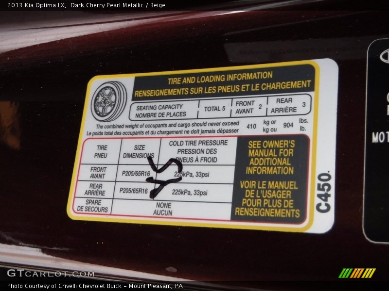 Dark Cherry Pearl Metallic / Beige 2013 Kia Optima LX