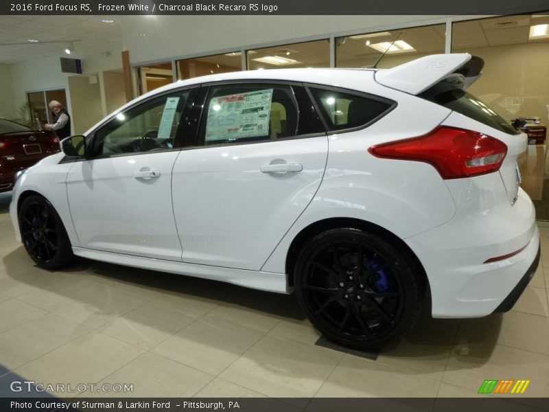 Frozen White / Charcoal Black Recaro RS logo 2016 Ford Focus RS