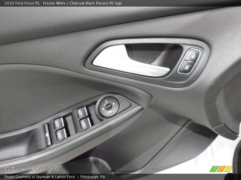 Frozen White / Charcoal Black Recaro RS logo 2016 Ford Focus RS