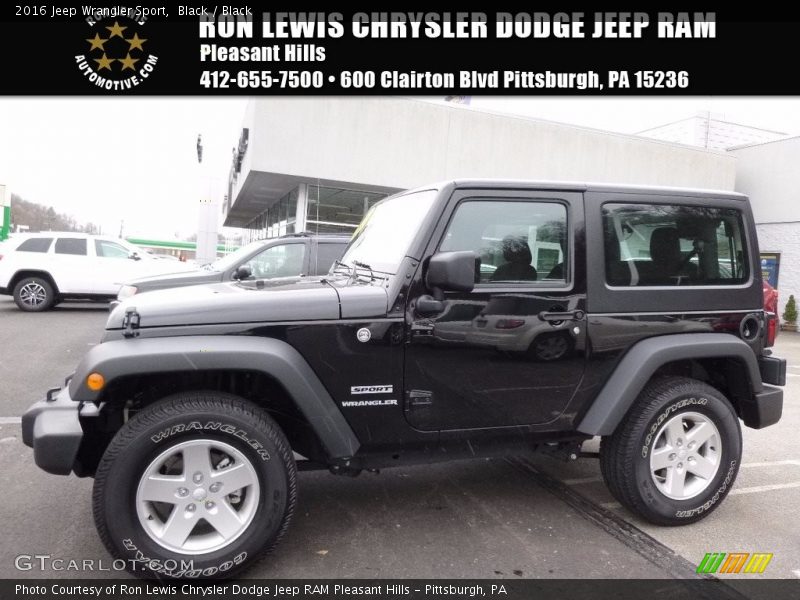 Black / Black 2016 Jeep Wrangler Sport