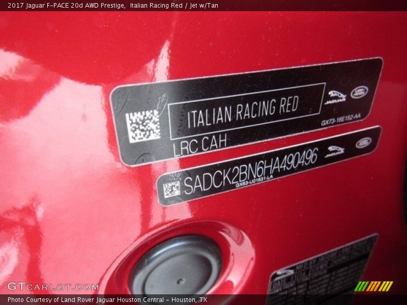 Italian Racing Red / Jet w/Tan 2017 Jaguar F-PACE 20d AWD Prestige