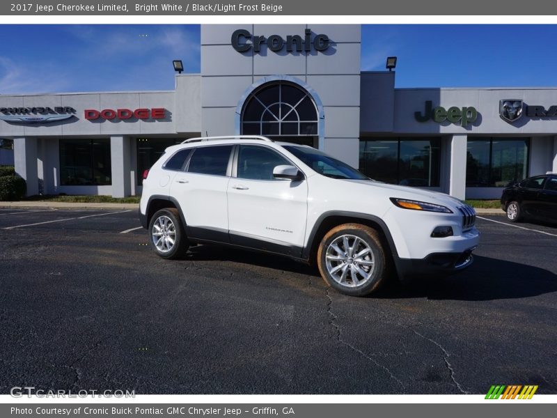 Bright White / Black/Light Frost Beige 2017 Jeep Cherokee Limited