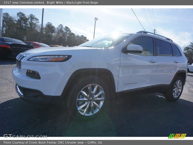 Bright White / Black/Light Frost Beige 2017 Jeep Cherokee Limited