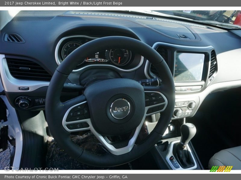 Bright White / Black/Light Frost Beige 2017 Jeep Cherokee Limited