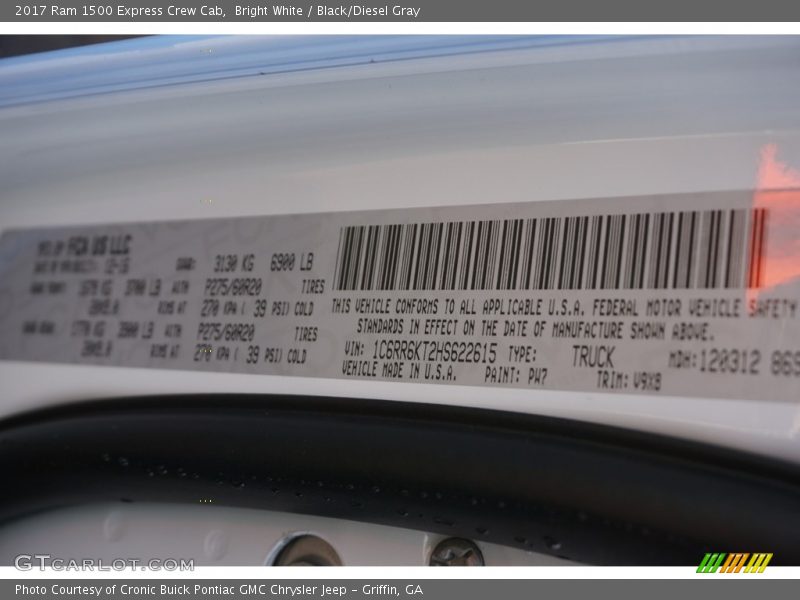 Bright White / Black/Diesel Gray 2017 Ram 1500 Express Crew Cab