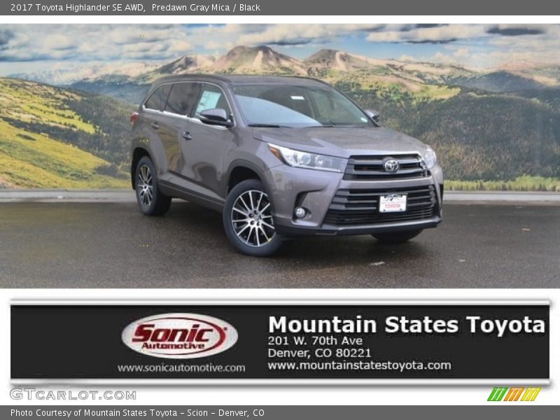 Predawn Gray Mica / Black 2017 Toyota Highlander SE AWD