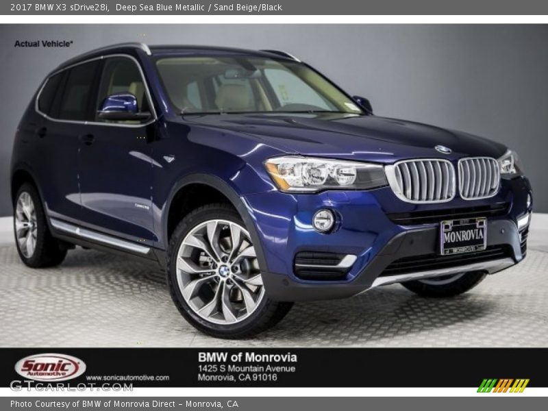 Deep Sea Blue Metallic / Sand Beige/Black 2017 BMW X3 sDrive28i