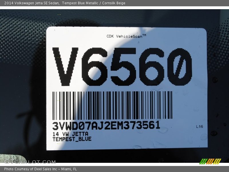 Tempest Blue Metallic / Cornsilk Beige 2014 Volkswagen Jetta SE Sedan