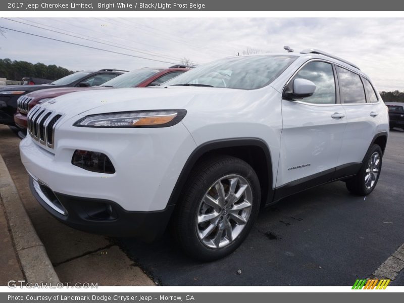 Bright White / Black/Light Frost Beige 2017 Jeep Cherokee Limited