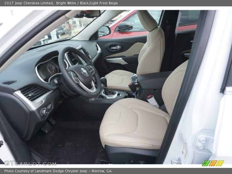 Bright White / Black/Light Frost Beige 2017 Jeep Cherokee Limited