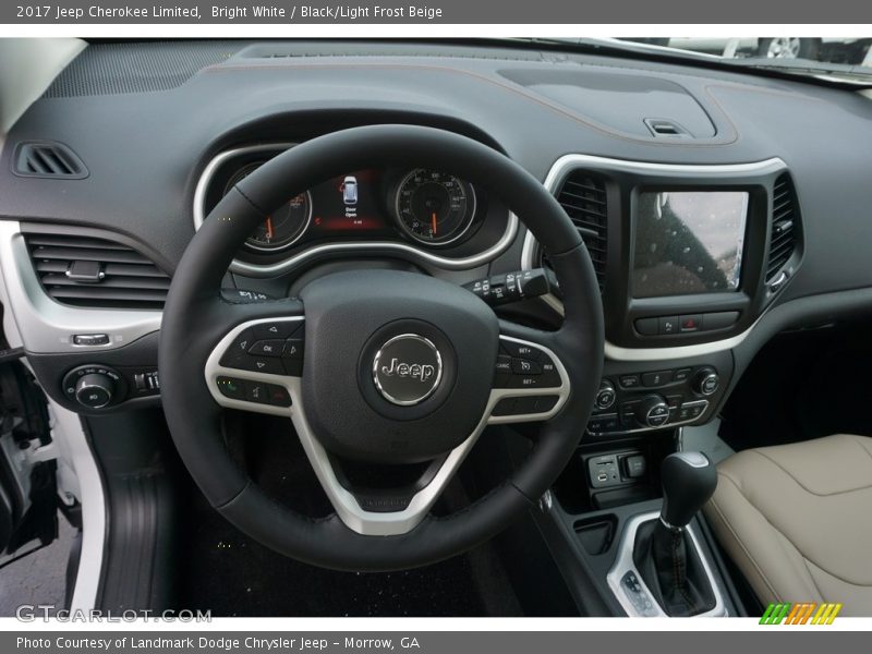 Bright White / Black/Light Frost Beige 2017 Jeep Cherokee Limited