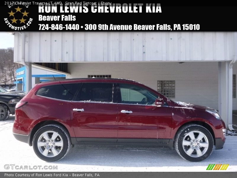 Siren Red Tintcoat / Ebony 2017 Chevrolet Traverse LT AWD