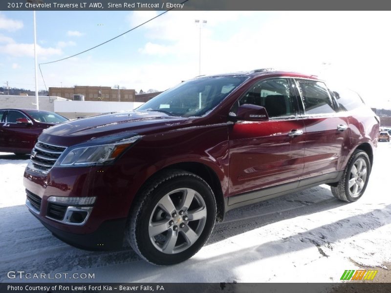 Siren Red Tintcoat / Ebony 2017 Chevrolet Traverse LT AWD