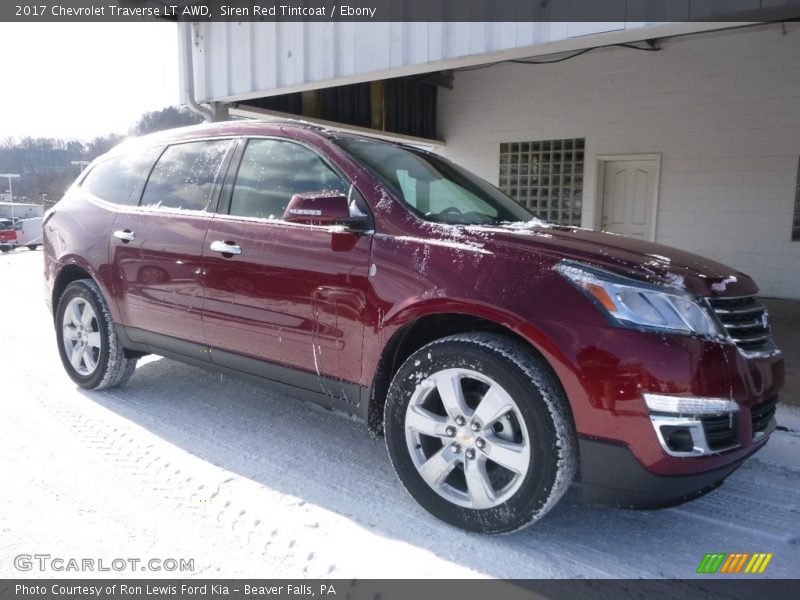 Siren Red Tintcoat / Ebony 2017 Chevrolet Traverse LT AWD