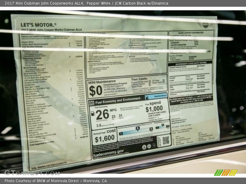  2017 Clubman John Cooperworks ALL4 Window Sticker