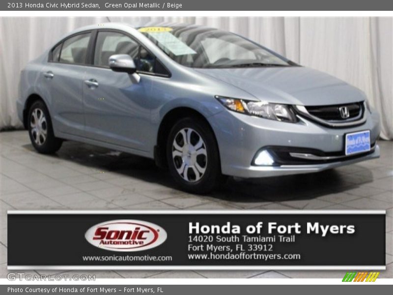 Green Opal Metallic / Beige 2013 Honda Civic Hybrid Sedan