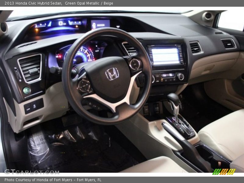 Green Opal Metallic / Beige 2013 Honda Civic Hybrid Sedan