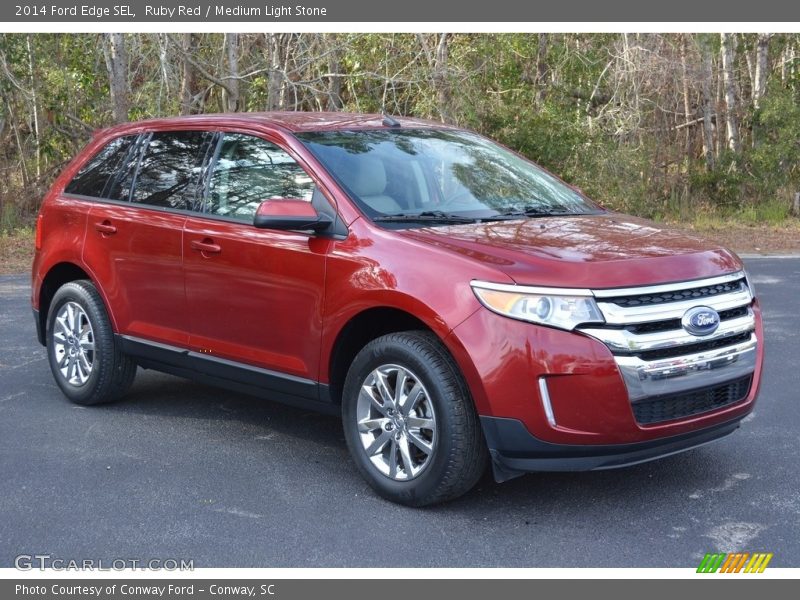 Ruby Red / Medium Light Stone 2014 Ford Edge SEL