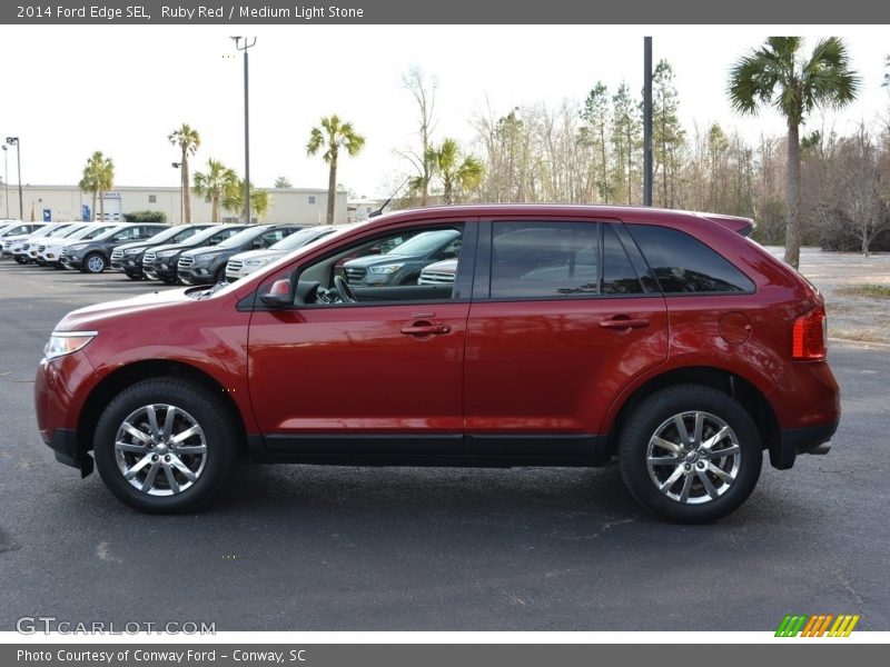 Ruby Red / Medium Light Stone 2014 Ford Edge SEL