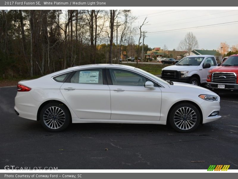 White Platinum / Medium Light Stone 2017 Ford Fusion SE