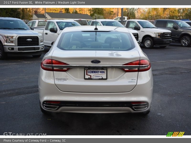 White Platinum / Medium Light Stone 2017 Ford Fusion SE