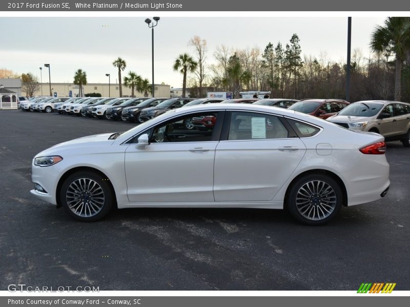 White Platinum / Medium Light Stone 2017 Ford Fusion SE