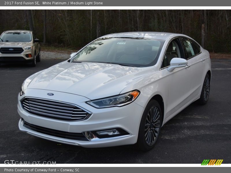 White Platinum / Medium Light Stone 2017 Ford Fusion SE