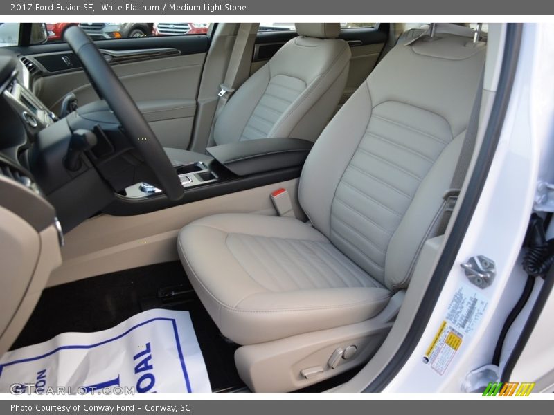 White Platinum / Medium Light Stone 2017 Ford Fusion SE