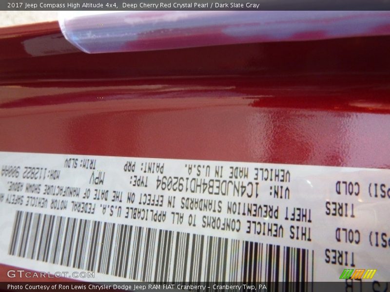 Deep Cherry Red Crystal Pearl / Dark Slate Gray 2017 Jeep Compass High Altitude 4x4