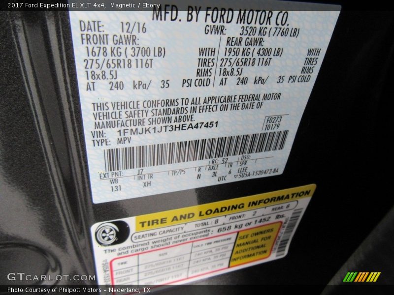 2017 Expedition EL XLT 4x4 Magnetic Color Code J7