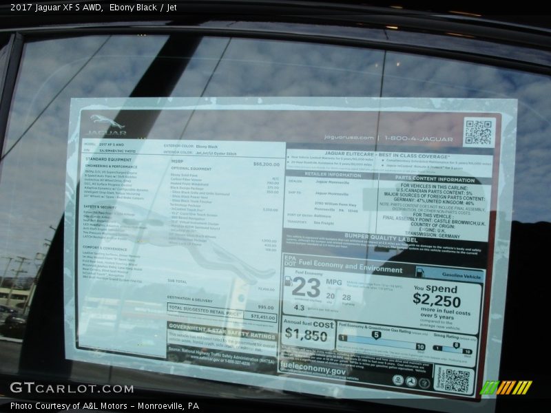  2017 XF S AWD Window Sticker