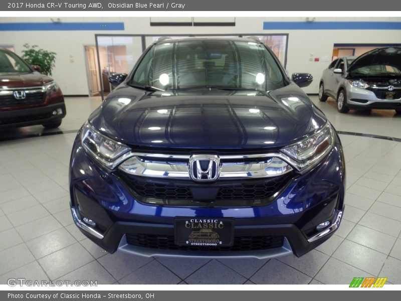 Obsidian Blue Pearl / Gray 2017 Honda CR-V Touring AWD