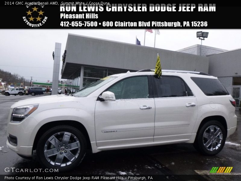 Summit White / Cocoa Dune 2014 GMC Acadia Denali AWD