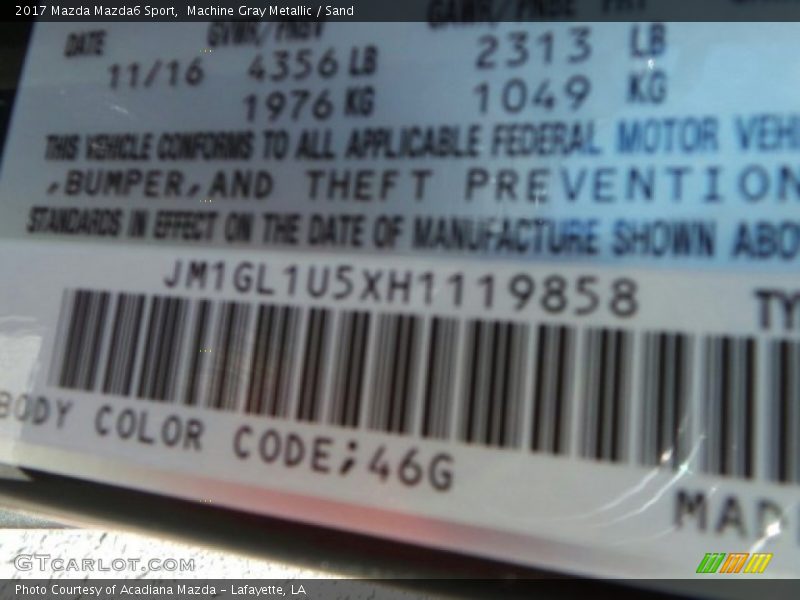 Machine Gray Metallic / Sand 2017 Mazda Mazda6 Sport