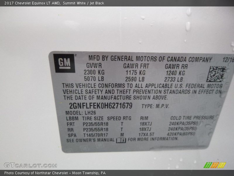 Summit White / Jet Black 2017 Chevrolet Equinox LT AWD