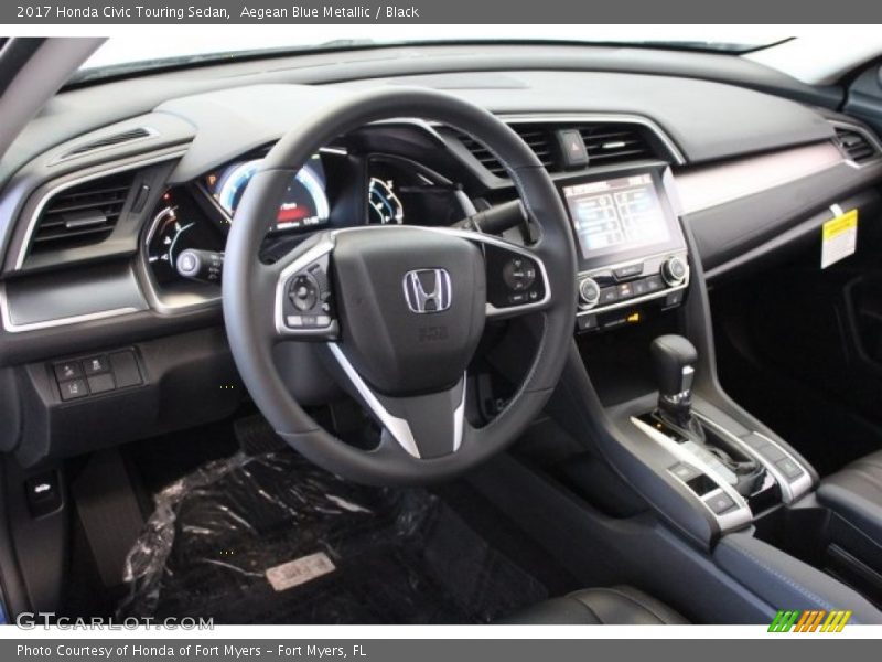 Aegean Blue Metallic / Black 2017 Honda Civic Touring Sedan