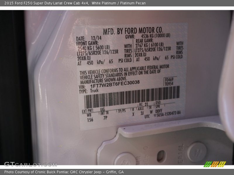 White Platinum / Platinum Pecan 2015 Ford F250 Super Duty Lariat Crew Cab 4x4