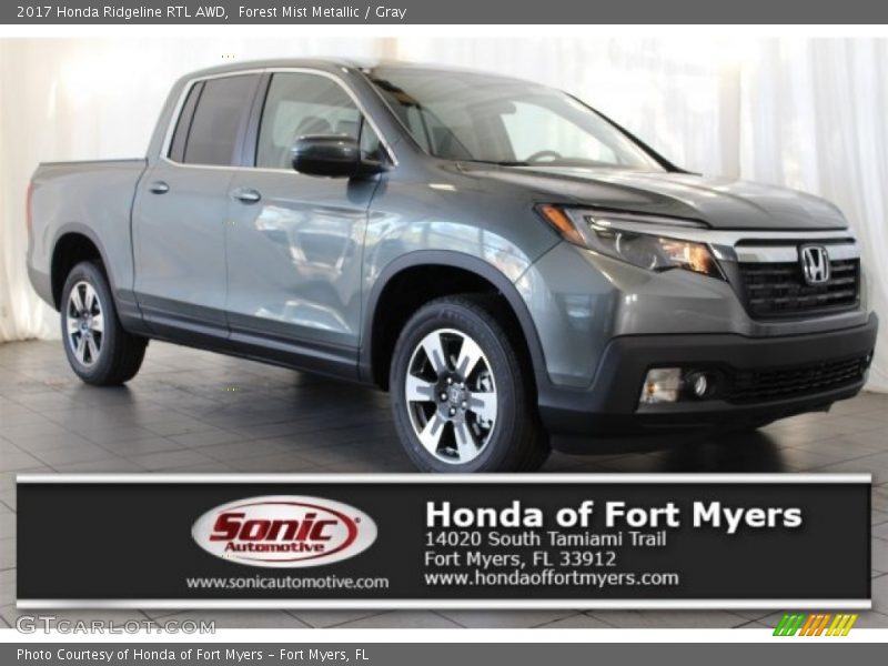 Forest Mist Metallic / Gray 2017 Honda Ridgeline RTL AWD