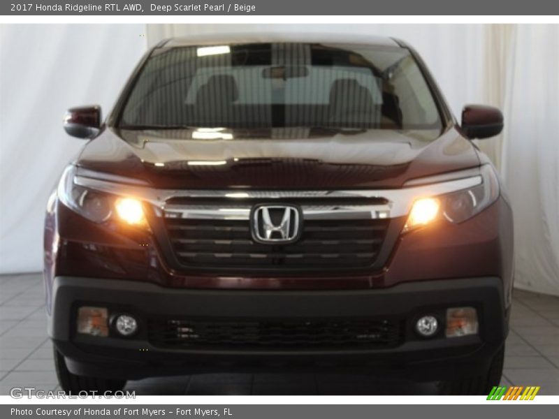 Deep Scarlet Pearl / Beige 2017 Honda Ridgeline RTL AWD