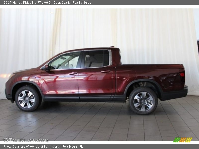 Deep Scarlet Pearl / Beige 2017 Honda Ridgeline RTL AWD