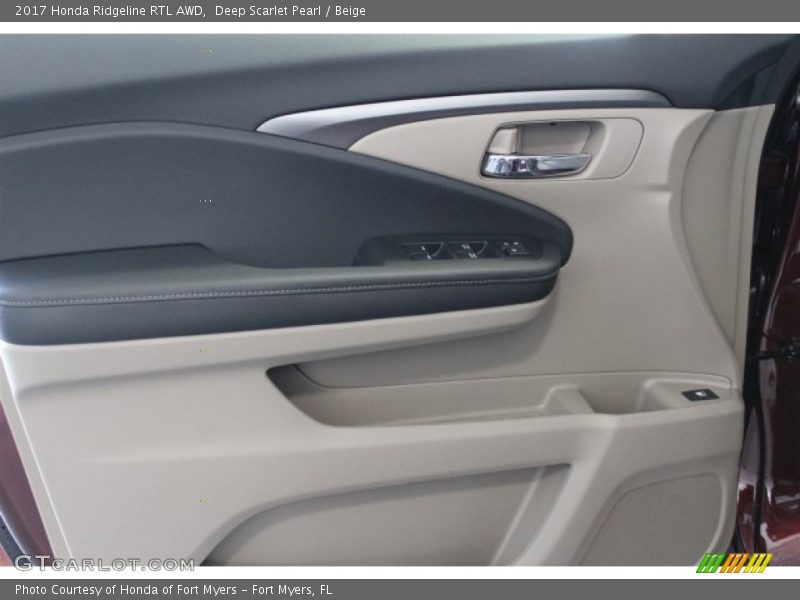 Deep Scarlet Pearl / Beige 2017 Honda Ridgeline RTL AWD