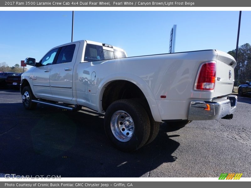 Pearl White / Canyon Brown/Light Frost Beige 2017 Ram 3500 Laramie Crew Cab 4x4 Dual Rear Wheel